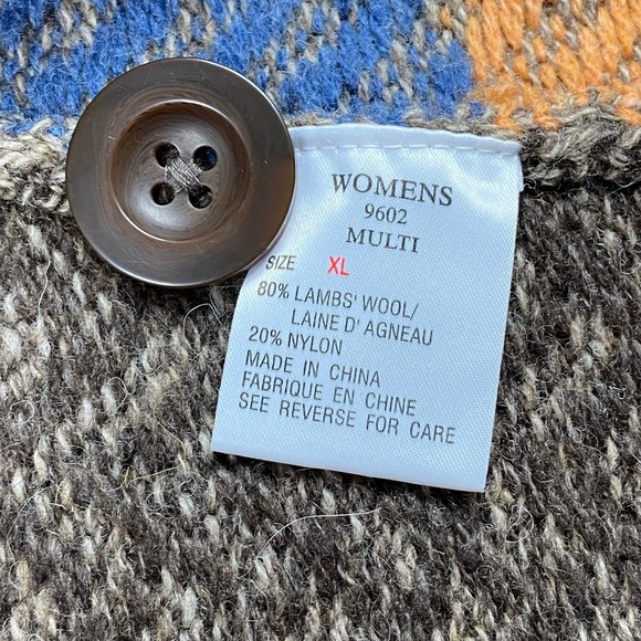 Woolrich Womens Sweater Vest XL Multi Patchwork Lambswool Blend Chevron - Picture 4 of 10